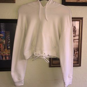 white cropped hoodie